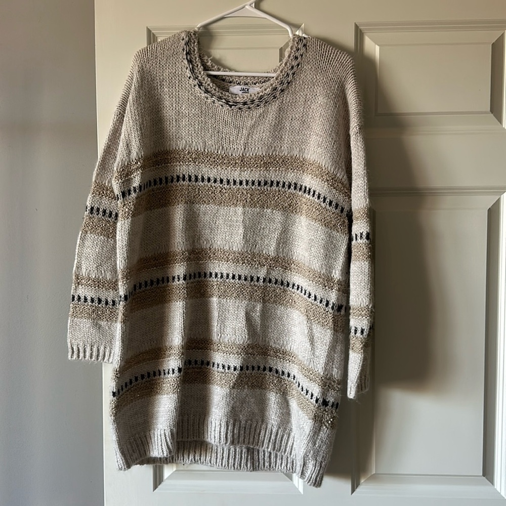 women’s navy gold and creme sweater